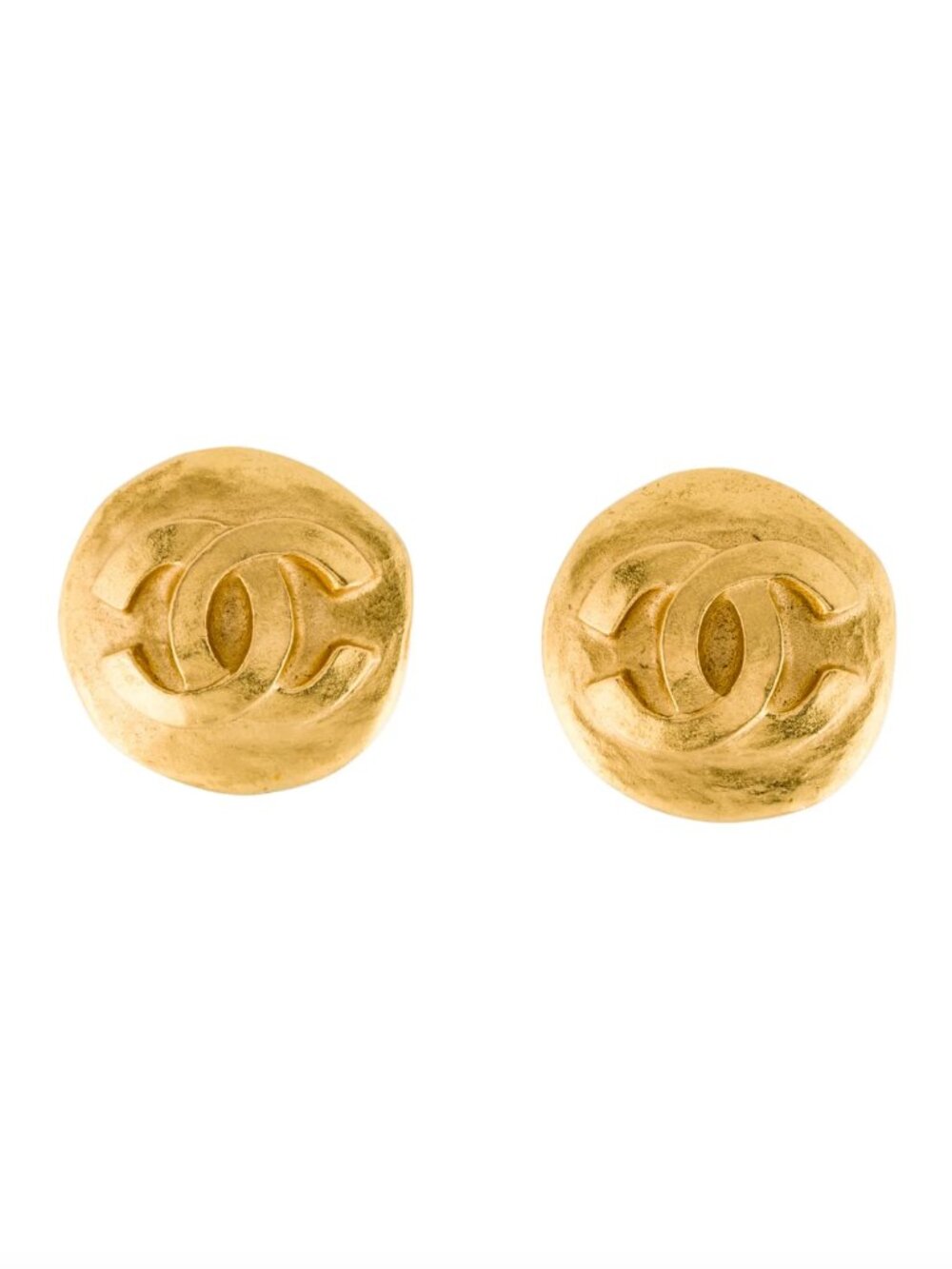 Chanel Vintage CC Button Clip-On Earrings